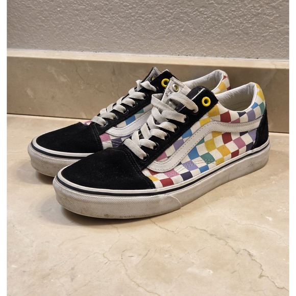 Vans Old Skool 'Rainbow Checkerboard' Sneakers Size 7 - Picture 3 of 7